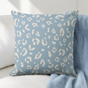 Modern Blue Leopard Abstract Cheetah Spots Pattern Cushion