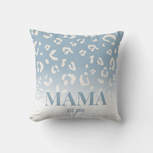 Modern Blue Leopard Pattern Personalised Mama Cushion
