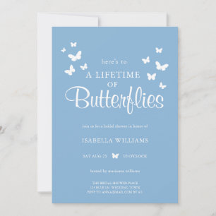 Modern Blue Lifetime of Butterflies Bridal Shower Invitation