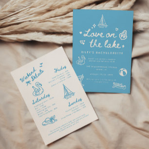 Modern Blue Love on the Lake Bachelorette Weekend Invitation