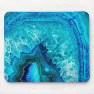 Modern Blue Marble Agate Mouse Pad