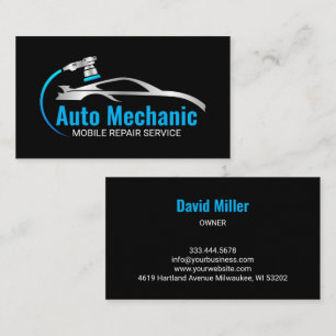 Modern Blue Mechanic Automotive Service Business Card