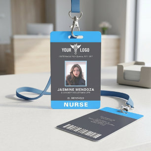 Modern Blue Medical Staff Nurse Badge ID Badge