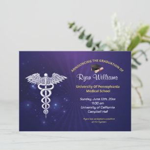 Modern Blue Medical University  Graduation Party Invitation