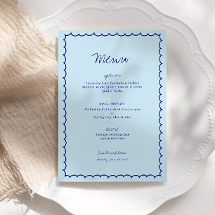 Modern Blue Mediterranean Shell Wedding Menu Invitation
