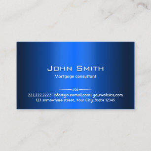 Modern Blue Metal Mortgage Agent Business Card
