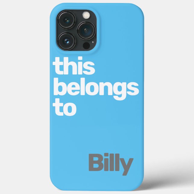 Modern Blue Minimal Custom Name iPhone Case (Back)