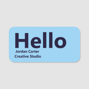 Modern Blue Minimal Stylish Professional Design Na Name Tag