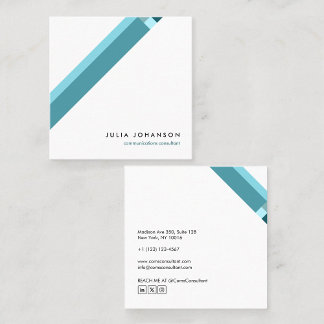 modern blue minimalist geometric pattern square business card
