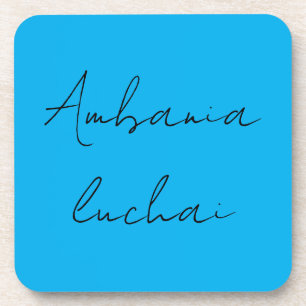 Modern Blue Minimalist Personalized Name Coaster