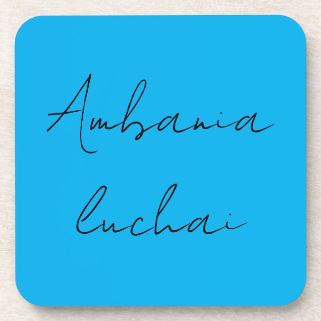 Modern Blue Minimalist Personalized Name Coaster (Front)
