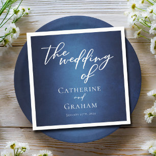 Modern Blue Minimalist Waterfront Evening Wedding Napkin