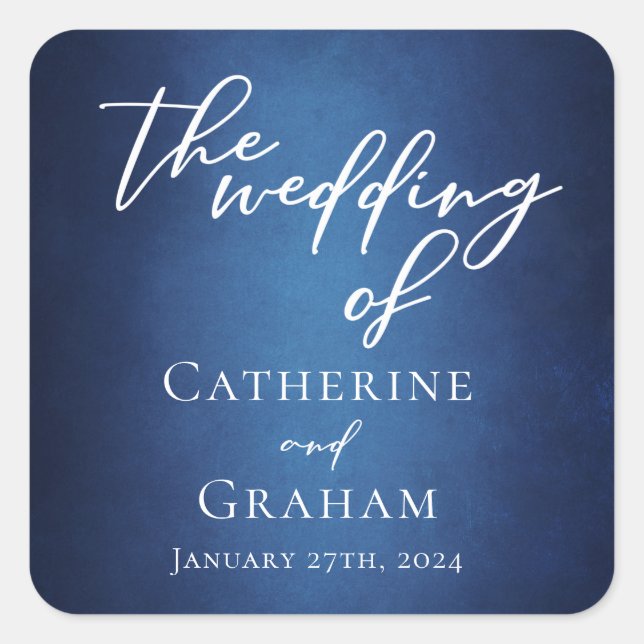 Modern Blue Minimalist Waterfront Evening Wedding Square Sticker (Front)