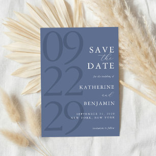 Modern Blue Minimalist Wedding Save The Date