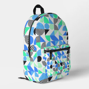 Modern Blue Mint Geometric Printed Backpack