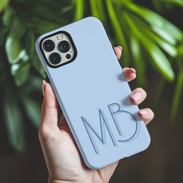 Modern Blue Monogram Initials Contemporary Case-Mate iPhone Case (Creator Uploaded)