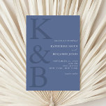 Modern Blue Monogram Minimalist Wedding Invitation<br><div class="desc">Easily personalise your wedding invitations with this editable template. Features minimal elegant typography design in blue colour.</div>