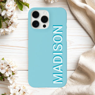 Modern Blue Monogram Name iPhone 16 Pro Max Case