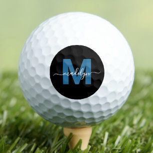 Modern Blue Monogram Name Initials Personalised Golf Balls