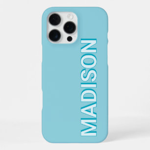 Modern Blue Monogram Name iPhone 16 Pro Max Case
