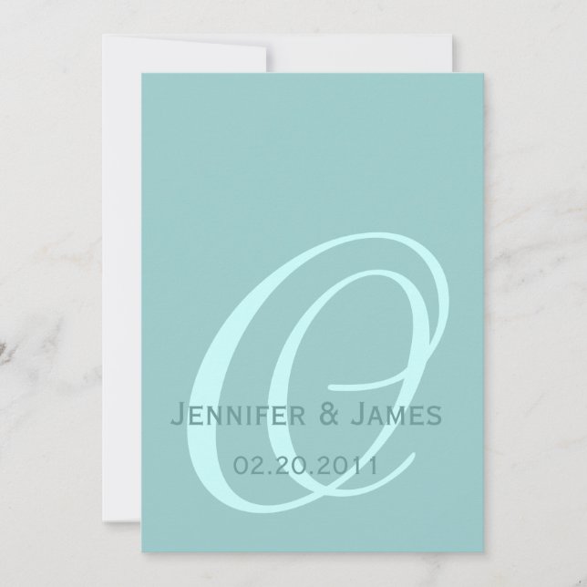 Modern Blue Monogram Names Wedding Invitation (Front)