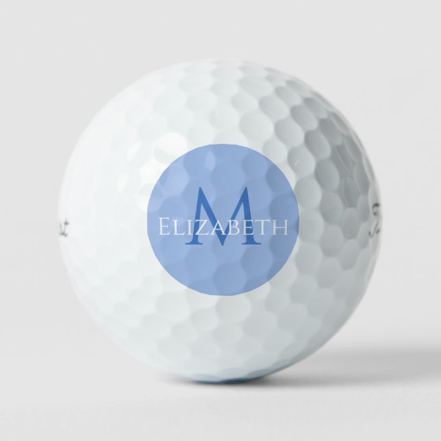 Modern Blue Monogram Personalised Elegant Golf Balls (Front)