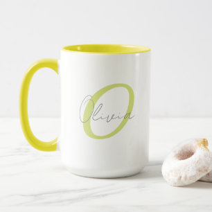 Modern Blue Monogram & Script Name Personalized  Mug