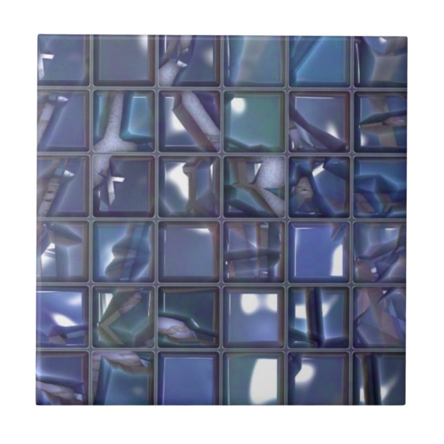Modern blue mosaic ceramic tile (Front)