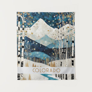 Modern Blue Mountain Nature Wall Tapestry