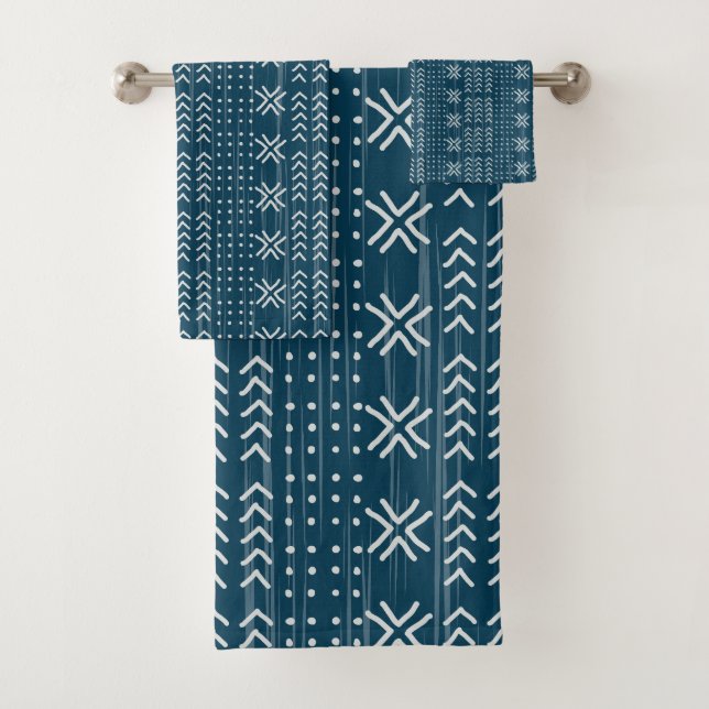 Modern Blue Mud Cloth African Pattern (Insitu)