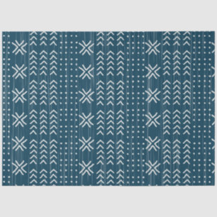Modern Blue Mud Cloth African Pattern Tissue Paper