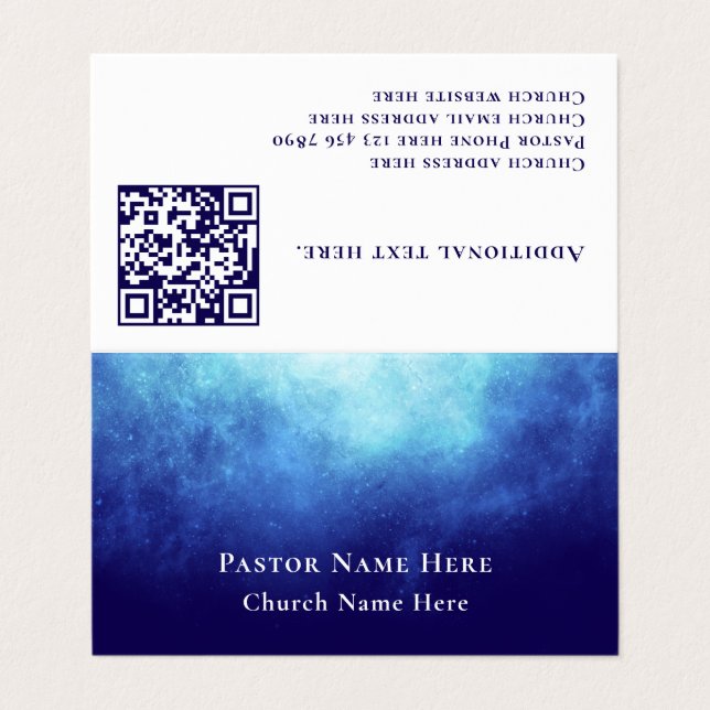 Modern Blue Nebula Custom QR Code Professional Business Card (Outside Unfolded)