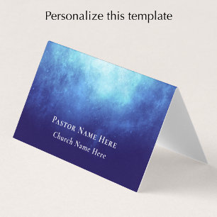 Modern Blue Nebula Custom Text QR Code Pastor Business Card