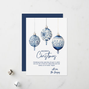 Modern Blue Nordic Style Ornaments Christmas Holiday Card