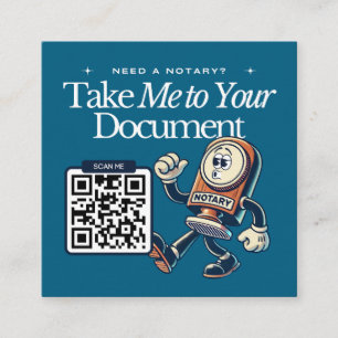Modern Blue Notary Public QR Code Fun Square Business Card