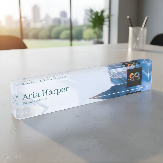Modern Blue Ocean Ripple Custom Financial Advisor  Nameplate (Creator Uploaded)