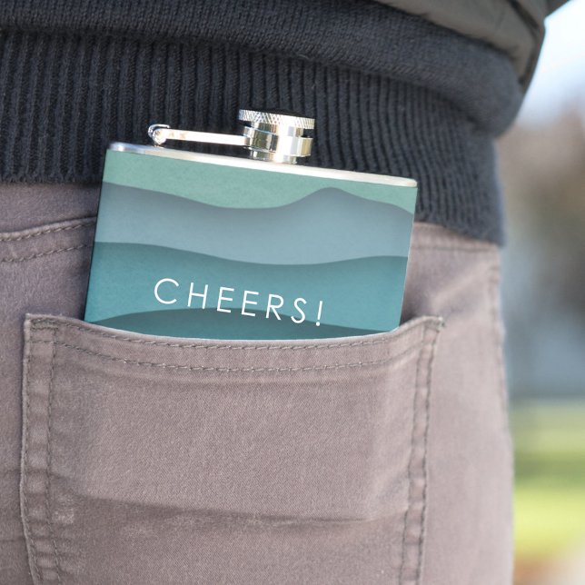 Modern Blue Ocean Waves Coastal Hip Flask (Creator Uploaded)