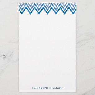 Modern Blue Ombre Chevrons Stationery