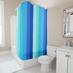 Modern Blue Ombre Striped Shower Curtain