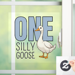 Modern Blue One Silly Goose First Birthday