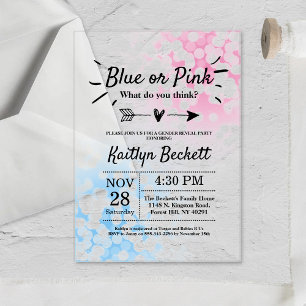 Modern Blue Or Pink? Gender Reveal Party Acrylic Invitations