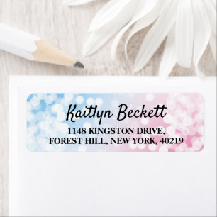 Modern Blue Or Pink? Gender Reveal Party Return Address Label