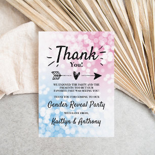 Modern Blue Or Pink? Gender Reveal Party Thank You Card