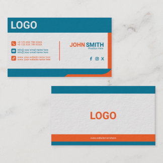 Modern Blue Orange Corporate Business Card Design