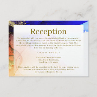 Modern Blue Orange Gold Wedding Enclosure Card