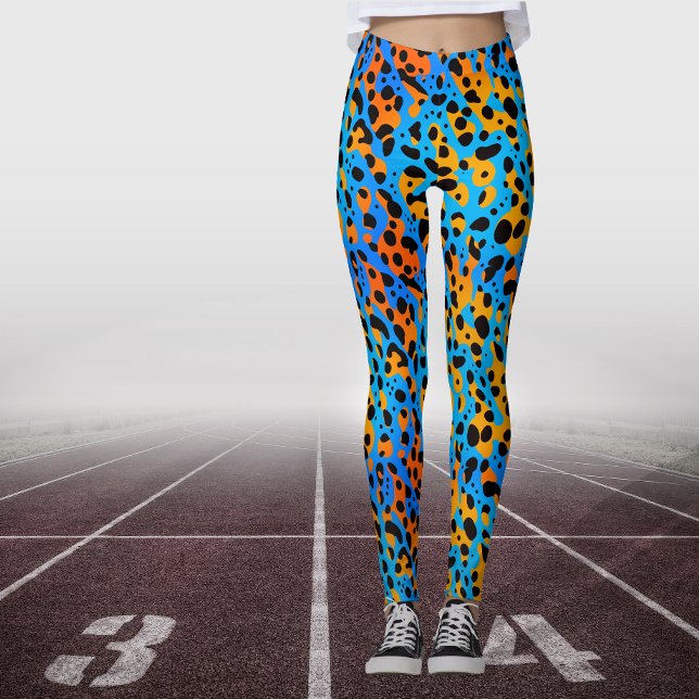 Modern Blue Orange Gradient Animal Print Pattern  Leggings (Creator Uploaded)