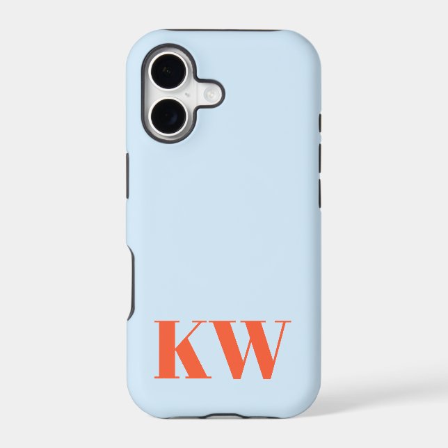 Modern Blue Orange Monogram Initials Personalised (Back)