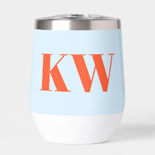 Modern Blue Orange Monogram Initials Personalised