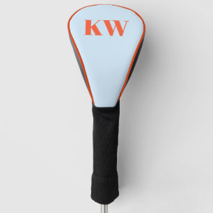 Modern Blue Orange Monogram Initials Personalised Golf Head Cover