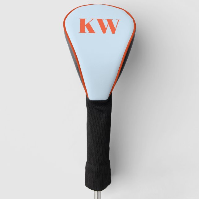 Modern Blue Orange Monogram Initials Personalised Golf Head Cover (Front)